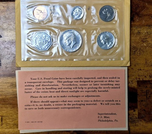 1964 Proof Set With Envelope and COA - 90% Silver Kennedy Half, Quarter and Dime