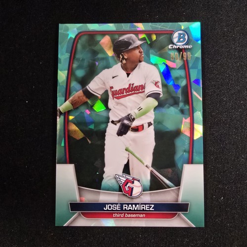 2023 Bowman Chrome Aqua Sapphire 99/99 #100 Jose Ramirez Guardians