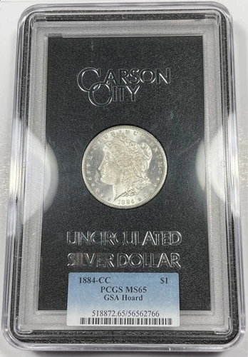 1884-CC MORGAN SILVER DOLLAR PCGS MS65 GSA GEM BU