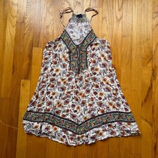 American Eagle Garden Floral Halter Top/ Dress Boho Paisley Print M Indie Beachy