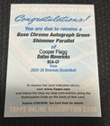 COOPER FLAGG 2025-26 Bowman Basketball CHROME AUTO GREEN SHIMMER /99 Redemption