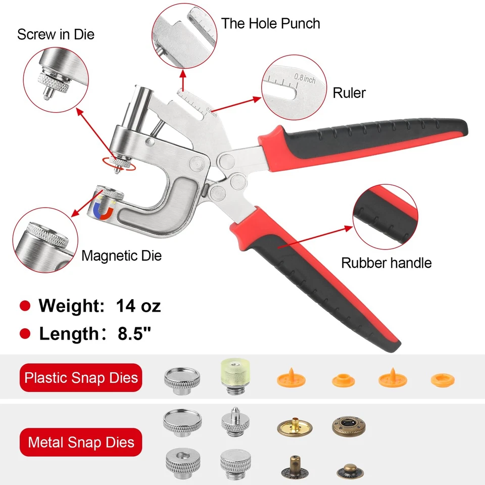 Plastic Snaps and Tool Set, 8 Colors 192 PCS T5 Plastic Snaps for Fabric & 2 ... - Image 2 of 4