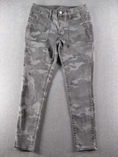 Seven7 Women's Jeans Size 6 Gray Camo Utility Straight Stretch Mid 27.5" Denim