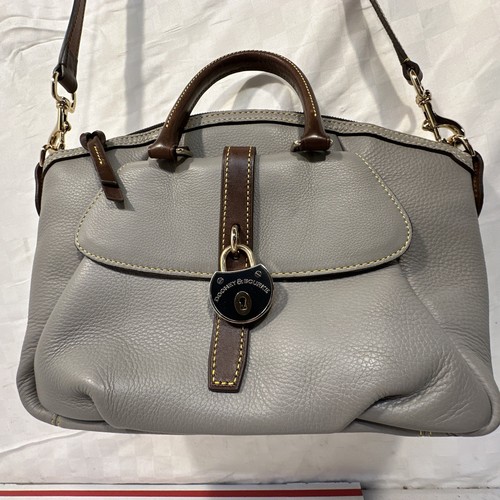 Dooney & Bourke Samba Gray Pebbled Leather Lock Top Satchel Shoulder Bag RT004GY - Bild 8 von 15