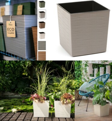Tall square planter with an insert modern Yuka Eco tree pot no drainage  holes | eBay