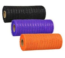 Halloween Mesh Rolls For Decorating And Crafting -3 Rolls Orange, Black, Purple