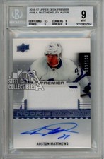 Auston Matthews 2016-17 UD Premier Autograph Rookie Patch RC #108 066/199 BGS 9