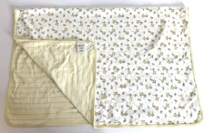 Bright Future 2-Ply Cotton Baby Blanket Reversible Yellow Stripes Giraffe Bugs