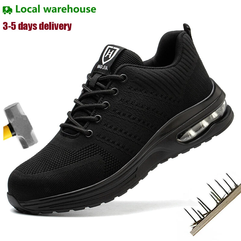 Men’s Steel Toe Work Boots Lightweight Safety Shoes Non-Slip Industrial Sneakers