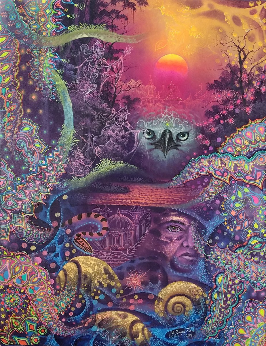 ORIGINAL Visionary Painting by Alfredo Zagaceta, w/ Blacklight