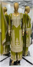 Pakistani Style Chinon Silk Kurta Palazzo With Dupatta For Eid