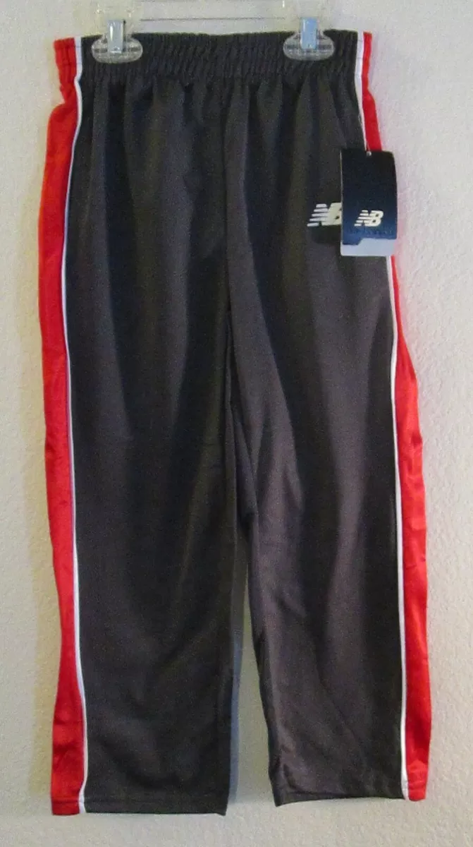 NWT New Balance Youth Boys Athletic Warm Up Pants 5 6 Grey Red