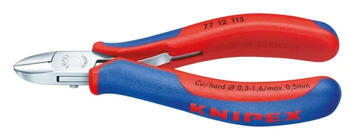 Knipex Elektronik-Seitenschneider 115 mm runder Kopf mit Facette - 77 12 115