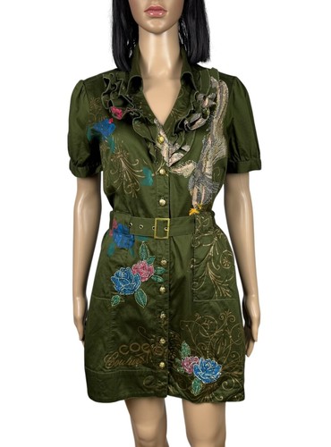 Coogi Belted Dress Printed Rhinestones Cotton size XL - Picture 3 of 21