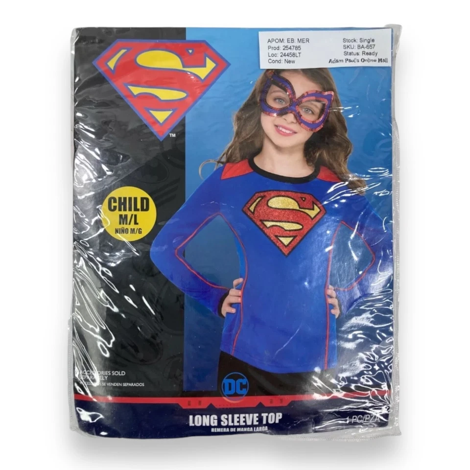 Camiseta DC Supergirl manga longa fantasia cosplay MENINAS M/G (até o tamanho 14) - Imagem 3 de 4