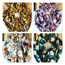 Wild Rag Scarf Western Cowboy Buckaroo Scarves Bandana Cowgirl Silky rose gr