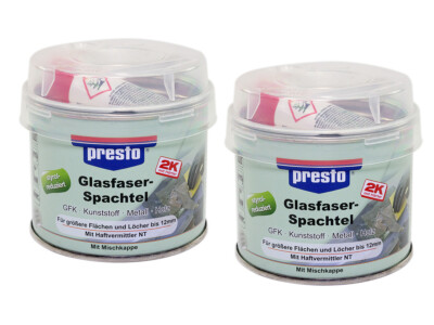 Presto 2K Glasfaserspachtel 2 Stück á 250 g grau-grün Holz Beton Styrol Reduzier
