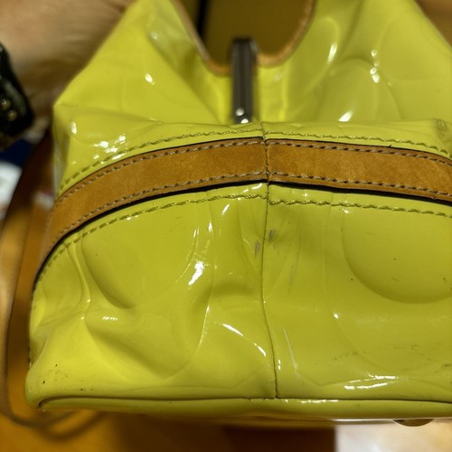 Coach Embossed Yellow Patent Leather Peyton Framed Shopper Satchel Bag - Picture 11 of 12