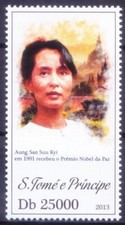 Sao Tome 2013 MNH, Aung San Suu Kyi, Nobel Peace Winner