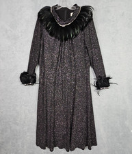 Eliza J Dress Size 20 Black Glitter Ostrich Feather Rhinestone Evening Cocktail