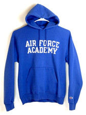 Vtg. Champion Men's Large Air Force Academy Blue Hooded Sweatshirt