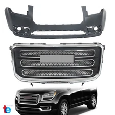 Plastic Front Bumper Grille + Front Upper Bumper Cover For 2013-2016 GMC Acadia