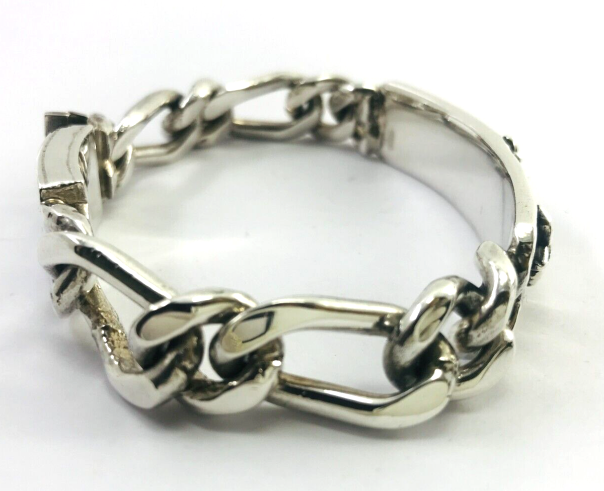 アクセサリー Mexican Silver Figaro chain Bracelet 925 Sterling Silver Vintage Mexico Figaro Link Bracelet 7 3