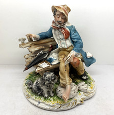 RARE CAPODIMONTE FIGURE TRAMP ON A BENCH EARLY-MID 20th CENT. ITALY - EXCELLENT