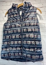 NWT Old Navy girls Winter puffer Vest white snowflake blue sz 14