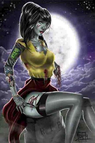 lowbrow art company subject tattoo art design zombie girl