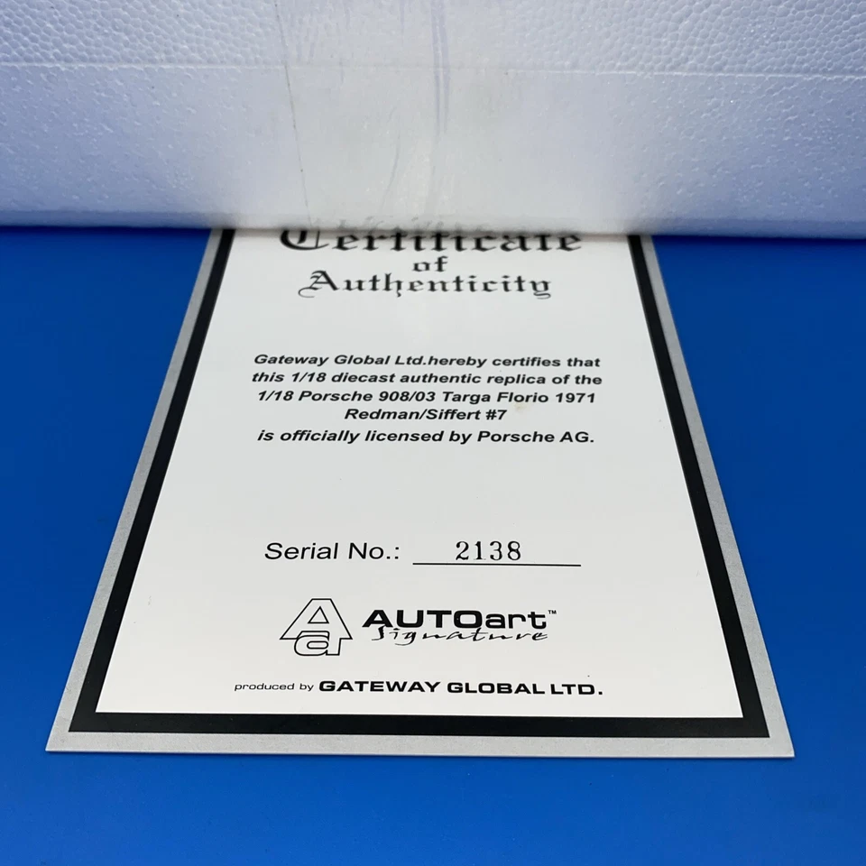 AUTOart 1:18 Porsche 908/03; Targa Florio 1971. Modelo Siffert/Redman Foto 2 de 4