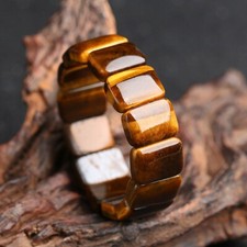 Genuine Tiger's Eye Handmade Healing Reiki Luck Balance Stretch Bangle Bracelet