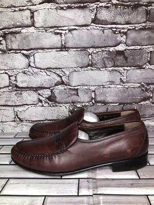E.T. Wright 1876 Brown Leather Loafers Slip On Dress Shoes  display picture 1
