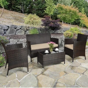 Topbuy 4-Piece Patio Rattan Wicker Furniture
