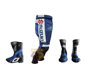 SUZUKI-GSX-BLUE-MOTORBIKE-MOTORCYCLE-COWHIDE-LEATHER-TROUSER-WITH-MATCHING-BOOTS