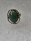 Vintage Native American Sterling Silver & Gold Filled Jade Ring  Size 7 Used T5