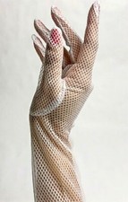 Gloves Ladies 15" Long White Nylon Fishnet Elbow Length Costume Glove