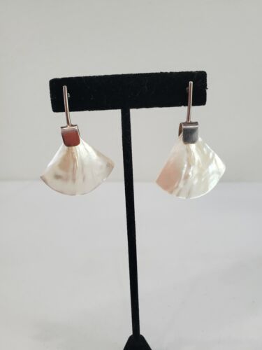 Vintage Mid Century Shell Sterling Earrings - image 1
