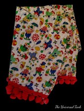Vtg Lot 6 Clown Circus PLEATED Ink Print Curtain Panels POM POM Valence JUVENILE