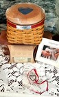 New 2005 Longaberger Sweetheart Basket Combo Frame Lid Liner Heart Pewter Tie-on