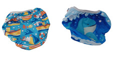 Alva Baby Boys Swim Diapers One Size Small - Set of 2 - Reusable - Whales Boats