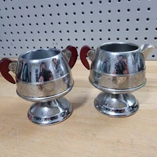 Vintage Red Bakelite Sugar And Creamer Set Handles Retro Collectible Dishes4.75”