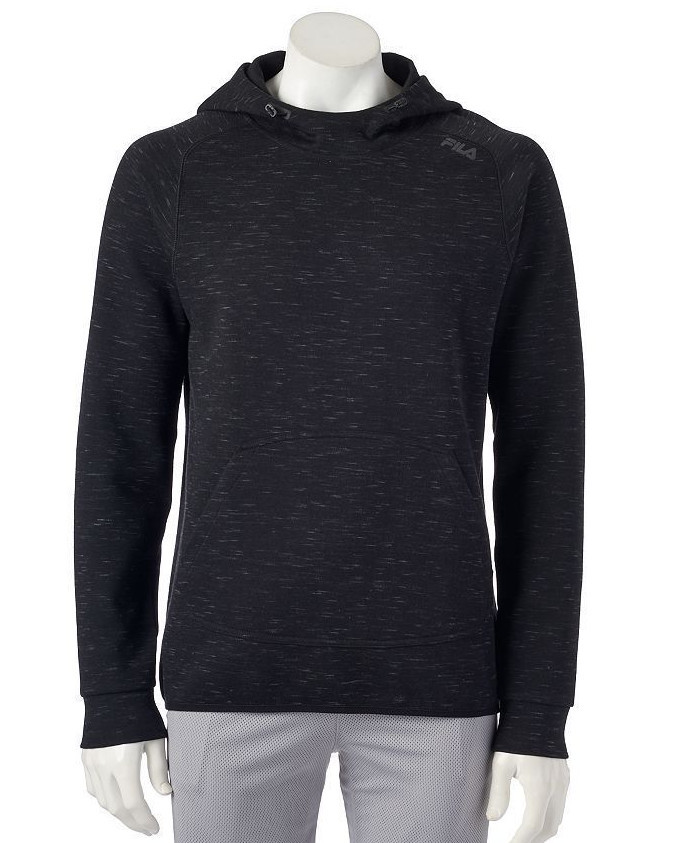 Felpa con cappuccio pullover FILA SPORT da uomo in pile 2.0 nera contorta grigio Taglia L Nuova con etichette