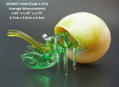Schöne GLAS EINSIEDLERKRABBE Natur Muschel Kunst Glas Ornament Tier Figur