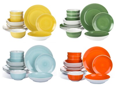 16 Piece Dinner Set Porcelain Crockery Large Plates Deep Bowl Pasta Bowls  for UK