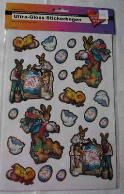 Ultra-Gloss-Sticker ''Künstlerhasen u. Küken'', Kartengestaltung, Jittenmeier