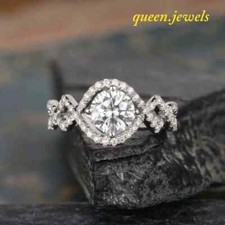 1.95CT Round Cut Lab-Created Diamond Engagement Wedding 14K White Gold Over Ring