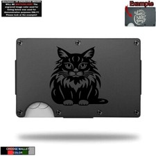 Cute Kitten Cat Laser Engraved Onto An Metal Wallet