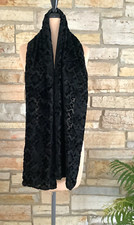 Vintage Black Floral Flocked Wrap Shawl Scarf