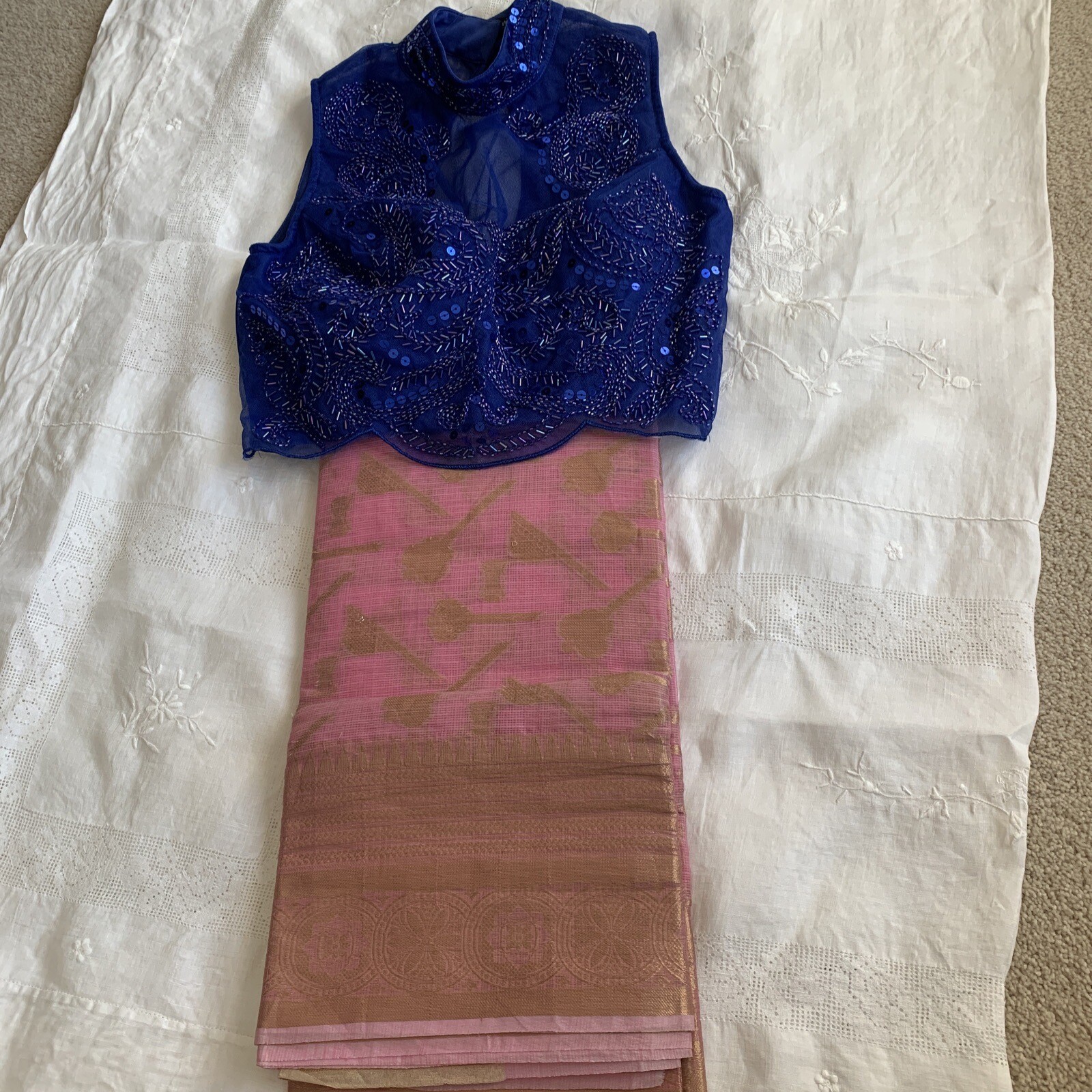 Bollywood Pakistani Wedding Wear Saree With Designer Blouse Sari Indian image 2